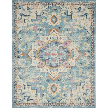 Palacedesigns 8 x 10 ft. Light Blue & Ivory Distressed Area Rug PA2627656